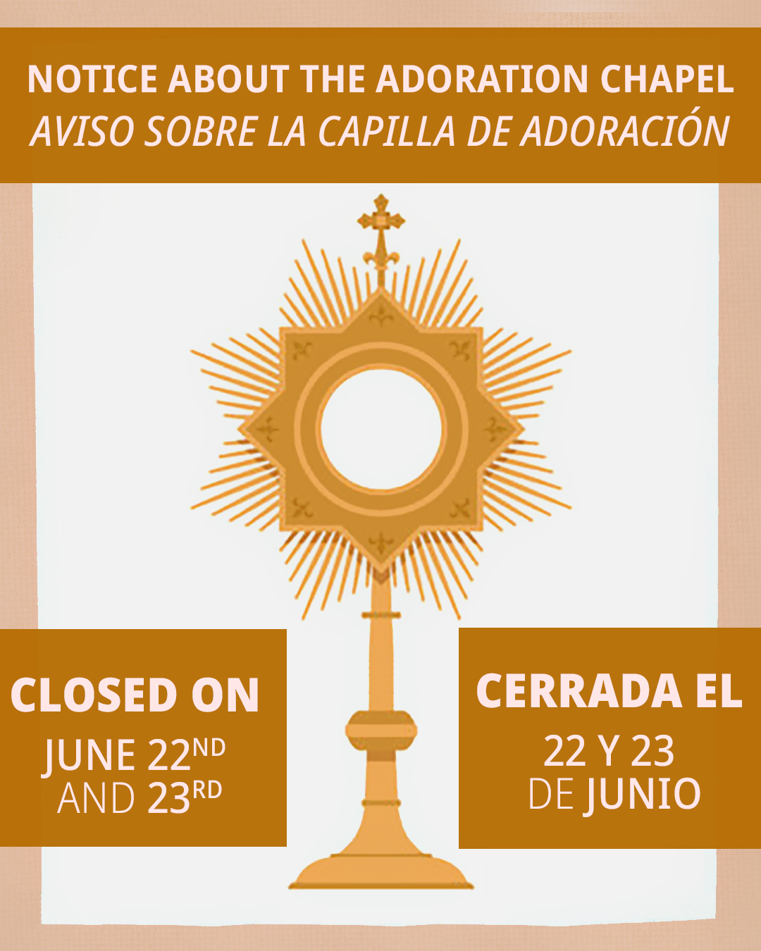 Notice about Adoration Chapel                                                                                                                                                                                                                                                                               