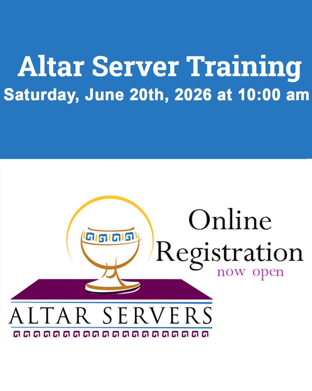 Special Training Session for Altar Servers                                                                                                                                                                                                                                                                  